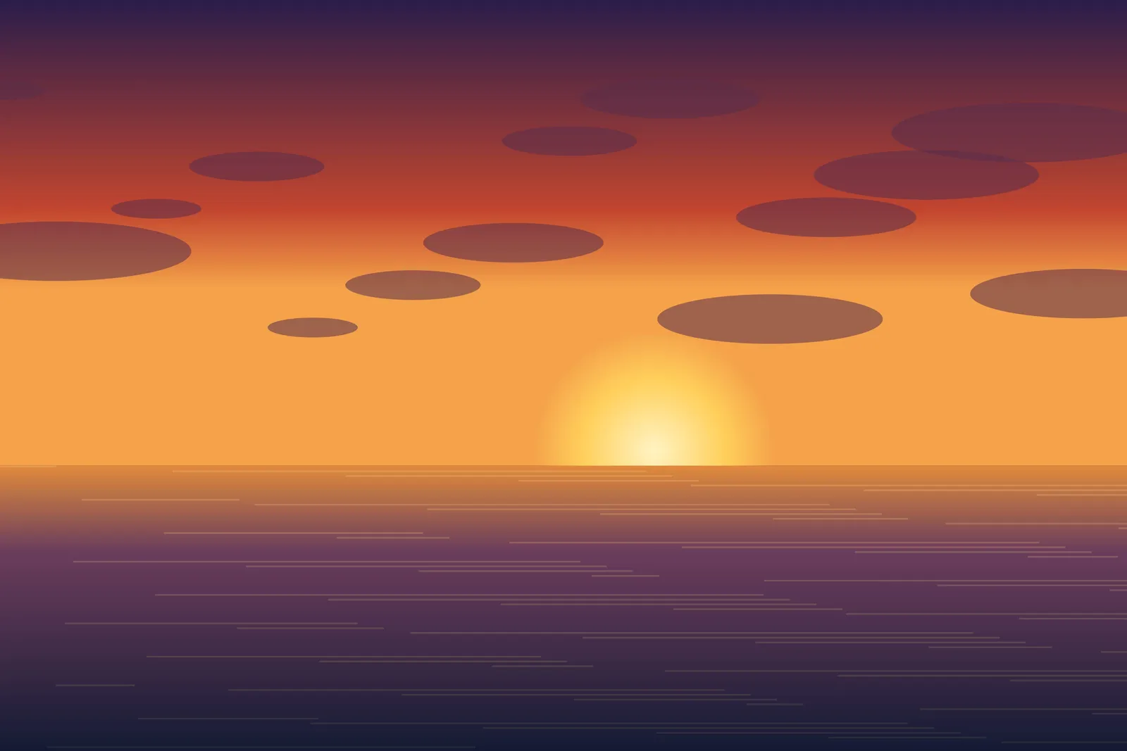 A solid warm rectangle standing in for a sunset over the sea